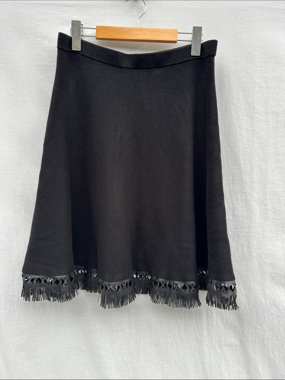 Catherine Black Fringe Hem A-Line Skirt